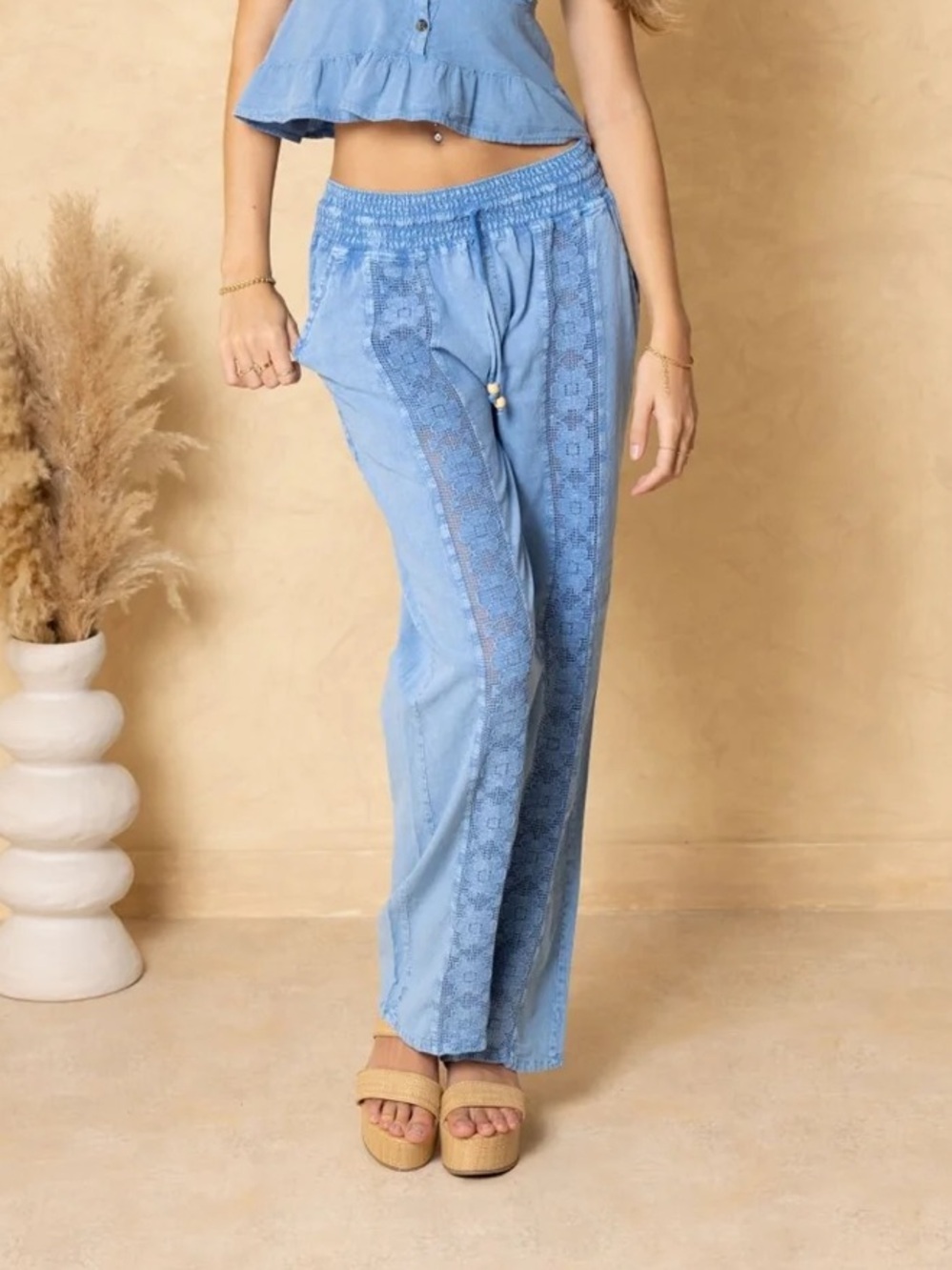 *NEW*Sz XL*Seaspice*Magnolia' Crochet Front Detail Pants